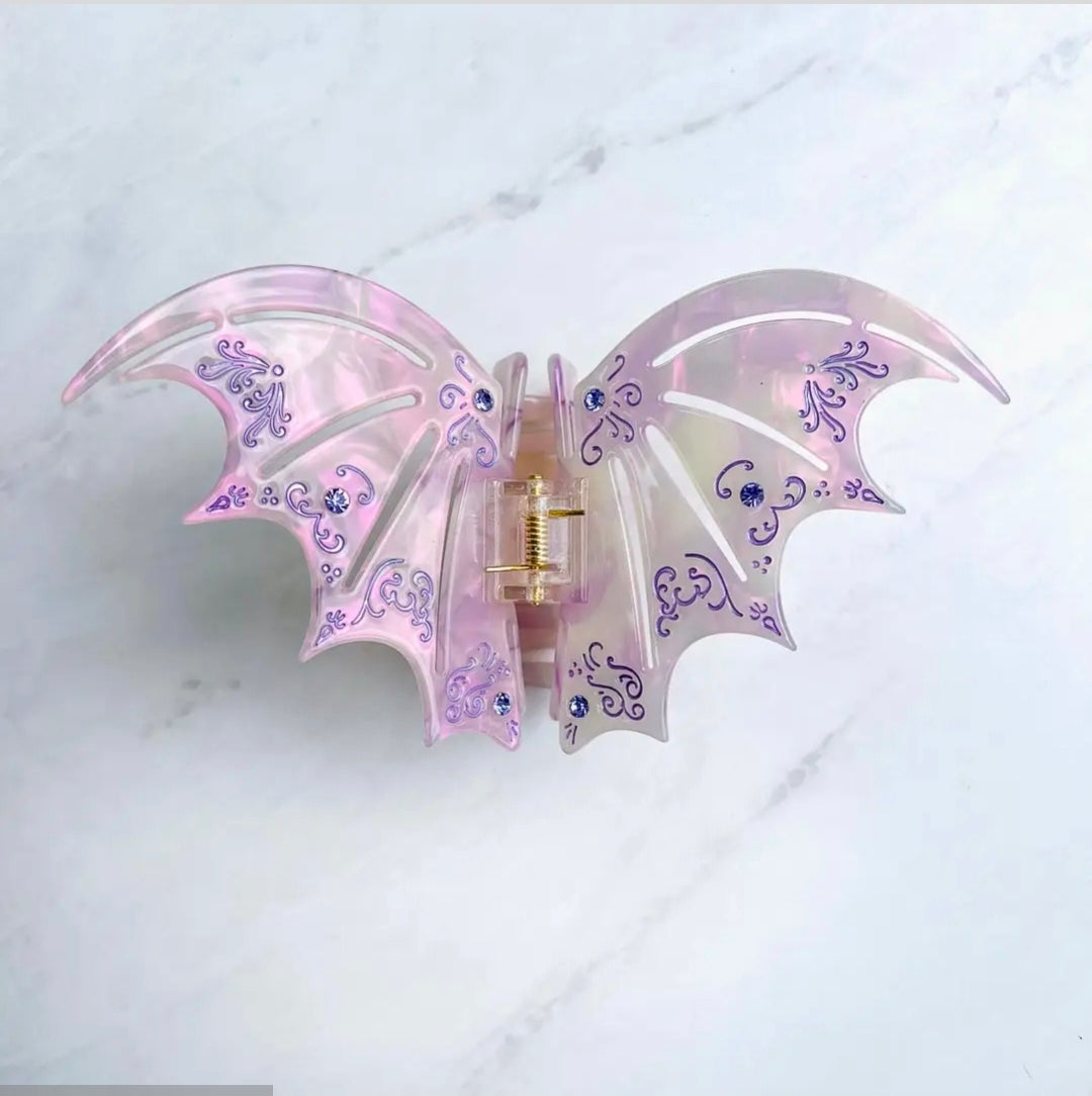 Blush Moon Bat Wing Claw Clip