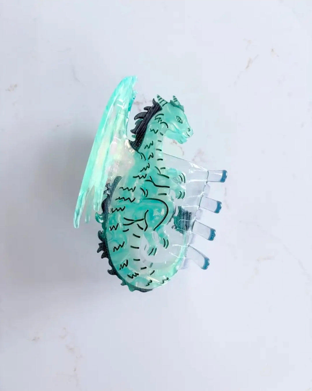 Dragon Hair Claw Clip – Small Seafoam