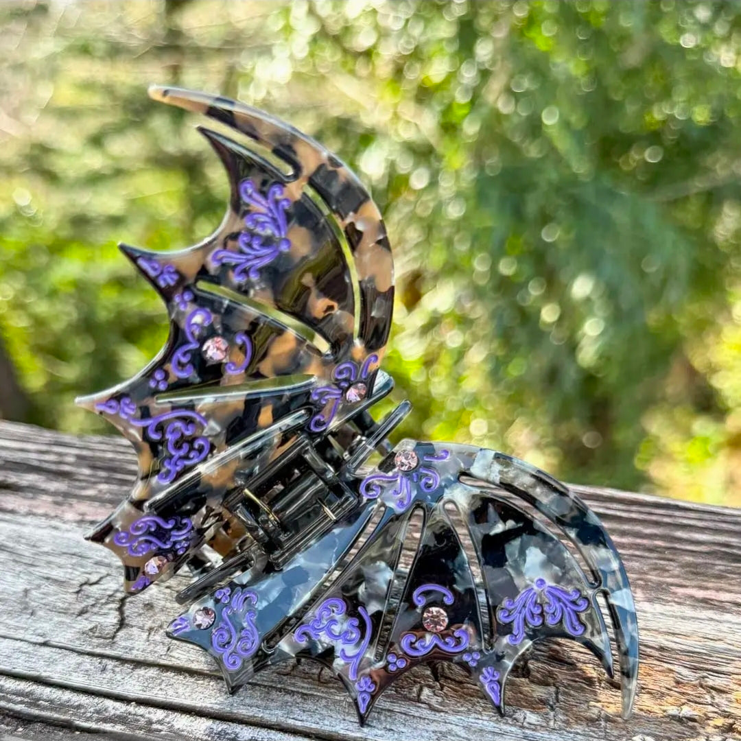 Moonlit Bat Wing Claw Clip – Purple