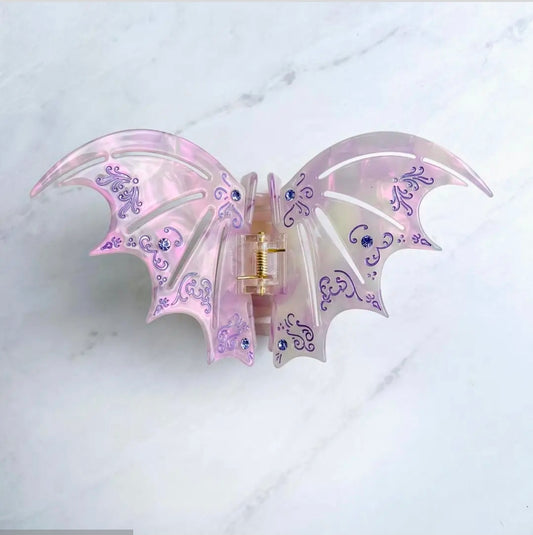 Blush Moon Bat Wing Claw Clip