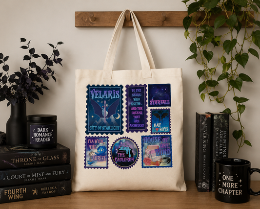 Velaris Travel Stamps Canvas Tote ⭐