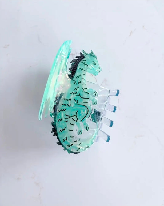 Dragon Hair Claw Clip – Small Seafoam